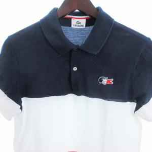 LACOSTE ポロシャツ カットソー 半袖 コットン ワンポイント 刺繍ロゴ ボーダー 紺 赤 白 ネイビー レッド ホワイト 4