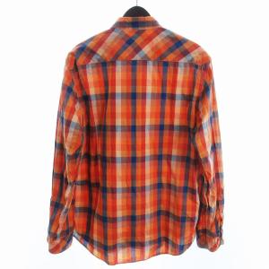 BURBERRY BLACK LABEL シャツ ボタンダウン 長袖 コットン チェック オレンジ 3
