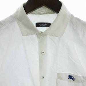 BURBERRY BLACK LABEL シャツ 長袖 レギュラーカラー コットン 麻混 D1M16-115-02 白 ホワイト 3 L位