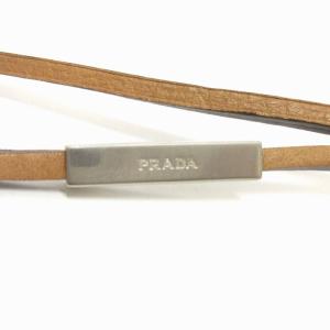 PRADA 美品 キーホルダー キーリング レザー 茶 ブラウン AA