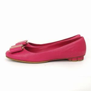 Salvatore Ferragamo ヴァラリボン パンプス フラット レザー DY90387 ピンク 5.5 22.5cm位 靴 GY19