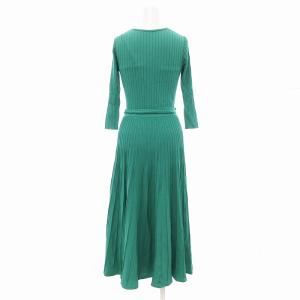 Diagram 美品 リブニットワンピース カシュクール ロング マキシ キャミソール付き 36 S 緑 グリーン