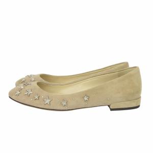 JIMMY CHOO パンプス フラットシューズ スエード スタッズ 星 スター ベージュ 36 23?p位 靴 GY19 AA