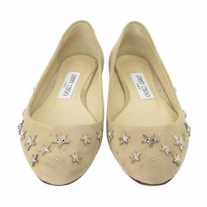 JIMMY CHOO パンプス フラットシューズ スエード スタッズ 星 スター ベージュ 36 23?p位 靴 GY19 AA