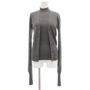 美品 アンサンブルニット ウール カーディガン ノースリーブセーター S グレー