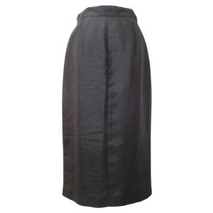 Max Mara 美品 白タグ スカート シルク フリル タイト ミモレ丈 ネップ地 38 M相当 黒 ブラック GY19 X