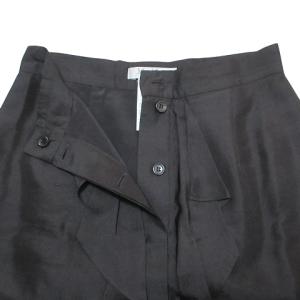 Max Mara 美品 白タグ スカート シルク フリル タイト ミモレ丈 ネップ地 38 M相当 黒 ブラック GY19 X