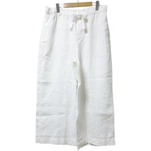 美品 近年 ワイドパンツ リネン100% ネップ地 L G 170