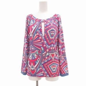 美品 カットソー 長袖 ストレッチ有 総柄 M マルチカラー