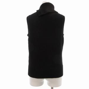 BURBERRY LONDON ニットベスト ノースリーブセーター タートルネック ロゴ刺繍 2 M 黒 ブラック