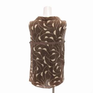 MARNI ノースリーブ カットソー ブラウス リボン 総柄 茶 ブラウン GY19