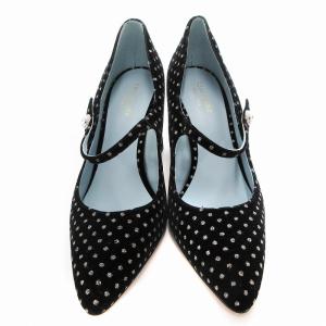 kate spade new york 美品 パンプス ベロア ハイヒール ビジュー ラメ 24.5cm 黒 ブラック