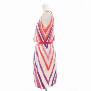 EMPORIO ARMANI 美品 ワンピース ひざ丈 ノースリーブ 総柄 リップル 1 S マルチカラー