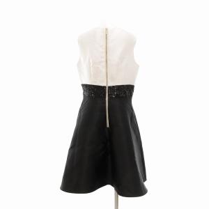 kate spade new york ワンピース ひざ丈 リボン スパンコール バイカラー 4 M 黒 ブラック 白 ホワイト