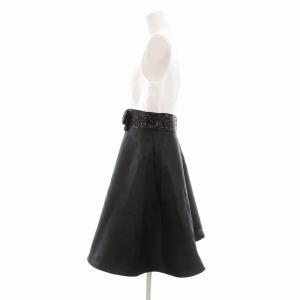 kate spade new york ワンピース ひざ丈 リボン スパンコール バイカラー 4 M 黒 ブラック 白 ホワイト