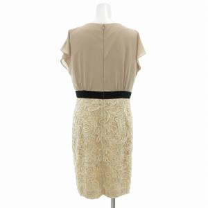 GRACE CONTINENTAL ワンピース ドレス レース切替 刺繍 フレンチスリーブ 38 M ベージュ