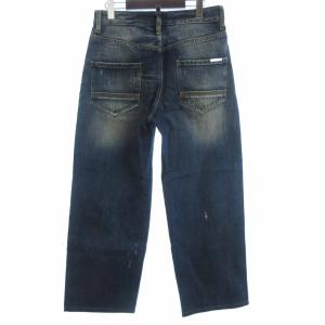 DSQUARED2 デニムパンツ ジーンズ ロング ワイド ペイント コットン ダメージ加工 LA273 青 インディゴ 44 GY19