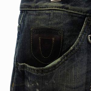 DSQUARED2 デニムパンツ ジーンズ ロング ワイド ペイント コットン ダメージ加工 LA273 青 インディゴ 44 GY19