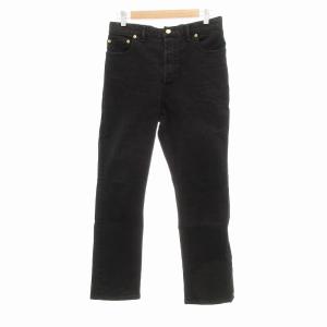 スキニーデニム ジーンズ ボタンフライ ストレッチ 38 M 黒 ブラック