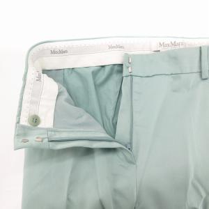Max Mara 白タグ パンツ スラックス 銀ボタン センタープレス テーパード 44 XL ミントグリーン