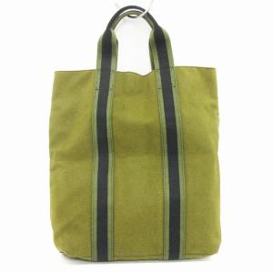 HERMES フールトゥ トートバッグ ハンド キャンバス 緑 カーキ 鞄 AA