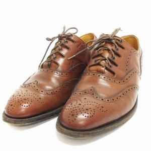 ビジネスシューズ ウィングチップ メダリオン プレーントゥ レザー 茶 ブラウン 25EE 靴