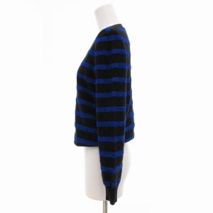 ニット セーター ラメ ボーダー柄 カシミヤ S 黒 ブラック 青