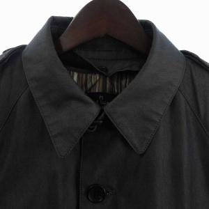 PAUL SMITH ステンカラーコート 長袖 ひざ丈 裏地ストライプ コットン グレー S