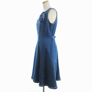 M'S GRACY デニム フレアワンピース ノースリーブ ひざ丈 フリル JY-621344 青 ブルー 40 L位