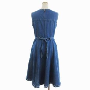 M'S GRACY デニム フレアワンピース ノースリーブ ひざ丈 フリル JY-621344 青 ブルー 40 L位