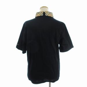 BURBERRY GOLF Tシャツ カットソー 半袖 襟ノバチェック コットン バックジップ BGV58-150-09 黒 ブラック LL
