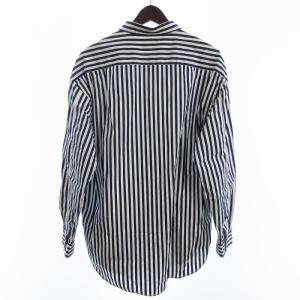 EDIFICE 22SS トーマスメイソン オーバーサイズ レギュラーカラー シャツ ストライプ 長袖 白 ネイビー L GY04