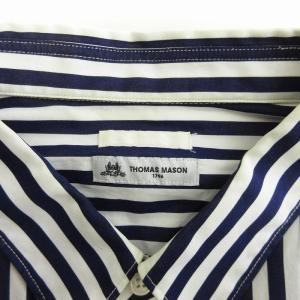 EDIFICE 22SS トーマスメイソン オーバーサイズ レギュラーカラー シャツ ストライプ 長袖 白 ネイビー L GY04