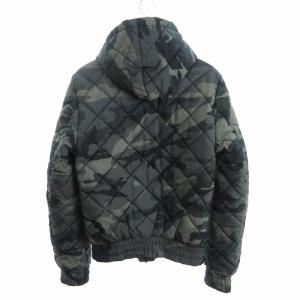 DOLCE&GABBANA 中綿ジャケット フード ロゴ プレート 迷彩 カモフラ ジップアップ G9L38T カーキ系 48