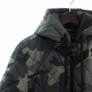 DOLCE&GABBANA 中綿ジャケット フード ロゴ プレート 迷彩 カモフラ ジップアップ G9L38T カーキ系 48