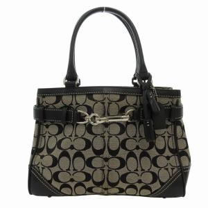 ハンドバッグ 手提げ シグネチャー キャンバス×レザー 総柄 ベージュ 黒 ブラック 08K06