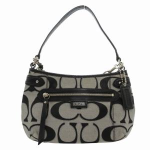 ハンドバッグ ショルダー 2WAY シグネチャー 総柄 キャンバス×レザー F23946 黒 ブラック グレー