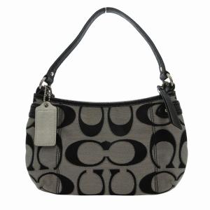COACH ハンドバッグ ショルダー 2WAY シグネチャー 総柄 キャンバス×レザー F23946 黒 ブラック グレー