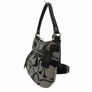 COACH ハンドバッグ ショルダー 2WAY シグネチャー 総柄 キャンバス×レザー F23946 黒 ブラック グレー