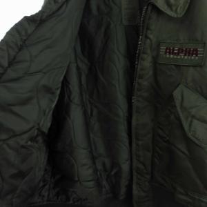 ALPHA INDUSTRIES フライトジャケット 長袖 中綿 ジップアップ ナイロン カーキ L