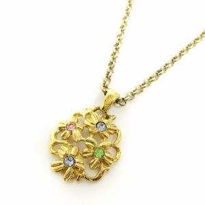 ヴィンテージ ネックレス ペンダント ラインストーン ゴールドカラー アクセサリー AA GY18