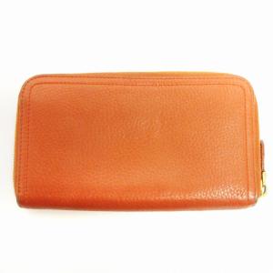 PRADA 長財布 ウォレット お札入れ 小銭入れ ラウンドファスナー レザー ロゴ オレンジ 小物
