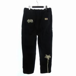 STUSSY NOMA ICON BEACH PANT デニムパンツ コットン 刺繍 116575 黒 ブラック XL
