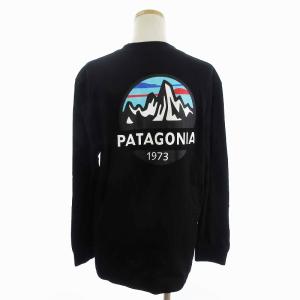 Patagonia ロンＴ Tシャツ カットソー 長袖 バックプリント ロゴ 黒 ブラック L GY18