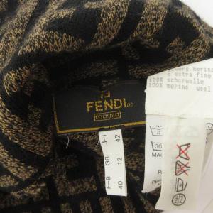 FENDI ニットキャップ リブビーニー ウール ズッカ柄 総柄 茶 ブラウン 帽子 AA