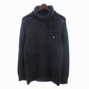 ニット セーター 長袖 タートルネック ワンポイント ロゴ ウール チャコールグレー 3