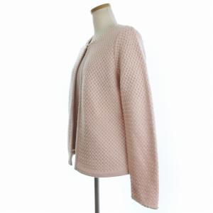 Leilian カシミヤミックス アンサンブルニット ジャケット パール装飾 ラメ混 ピンク 11 L相当