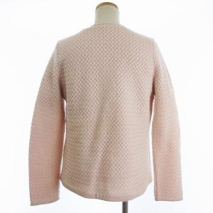 Leilian カシミヤミックス アンサンブルニット ジャケット パール装飾 ラメ混 ピンク 11 L相当