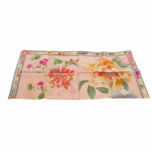 LEONARD ハンカチ チーフ バンダナ 花柄 絹 シルク コットン ピンク