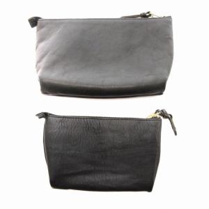 SLOW ポーチ 大小セット レザー ロゴ刻印 黒 ブラック
